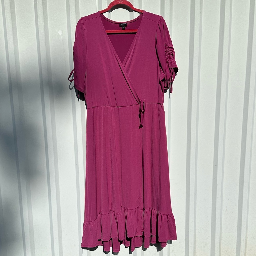 Torrid Fuchsia Midi Studio Knit Wrap Dress, Size 2X